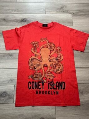 Coney Island Brooklyn New York NY Shirt Size S Orange Color Short Sleeve